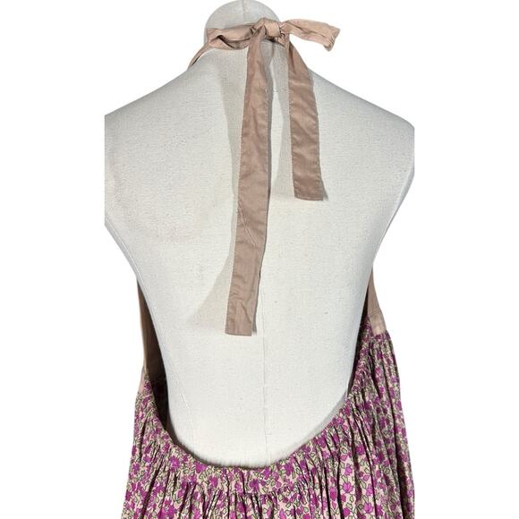 Vtg Moda International VS Y2K Halter Maxi Dress XL Ditzy Floral Cottagecore Boho - Picture 8 of 15